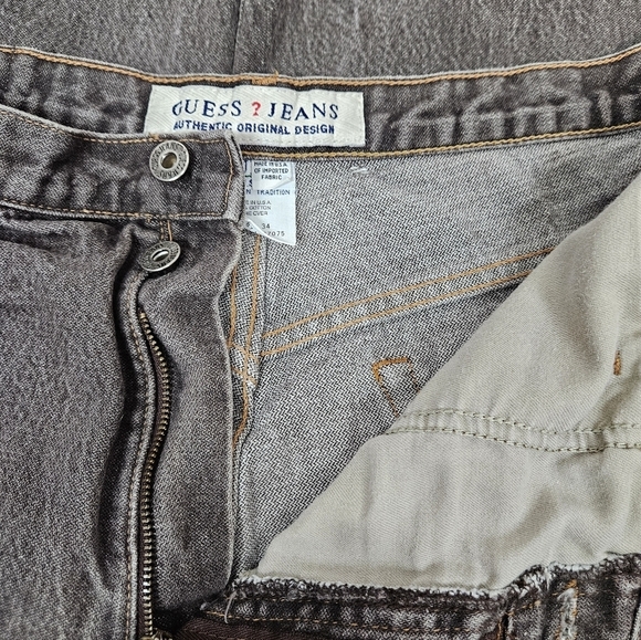 Vintage Guess Stonewashed Black Denim Barrel Jeans Size 38x34 Men's B58 - Picture 3 of 13